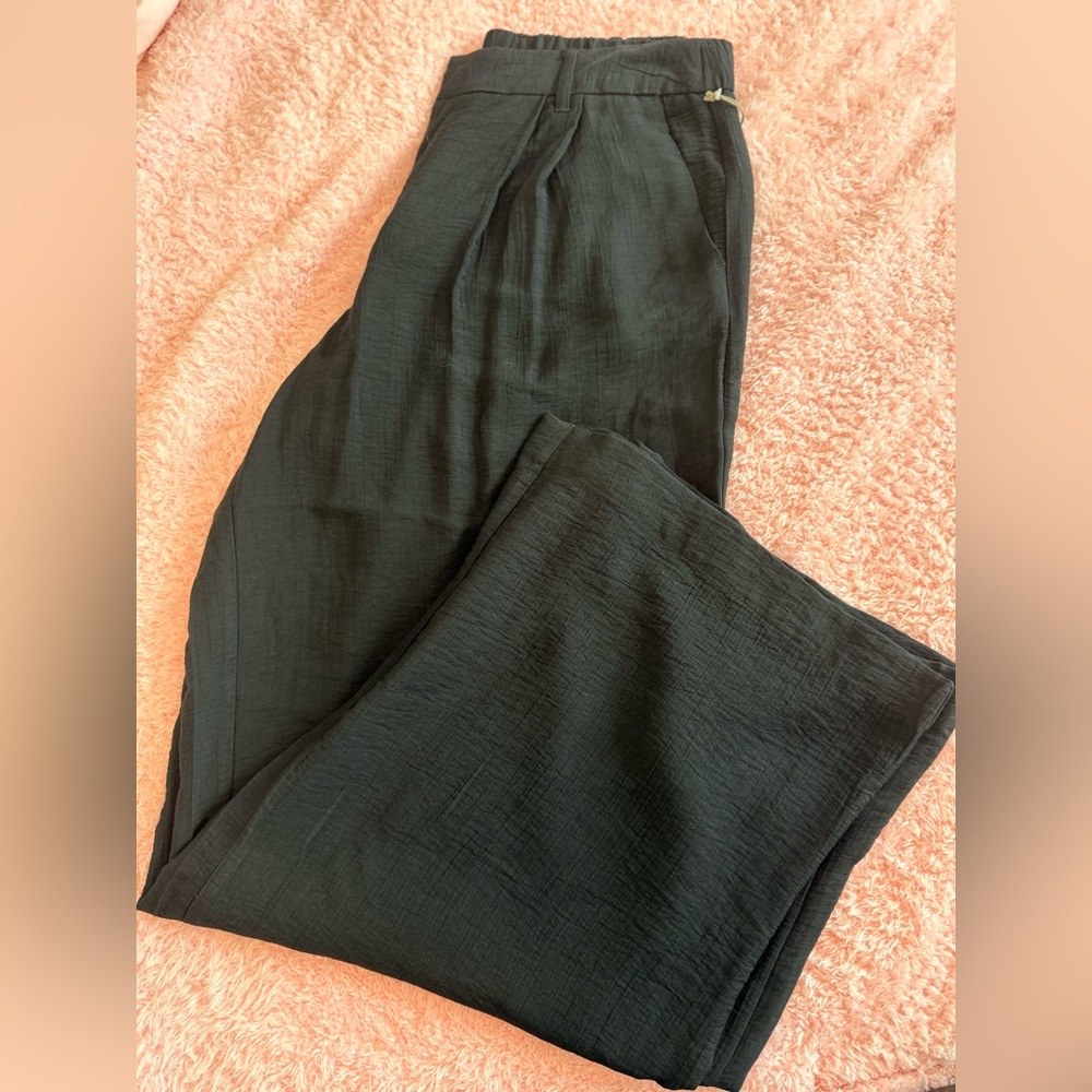 Black baggy linen pants
